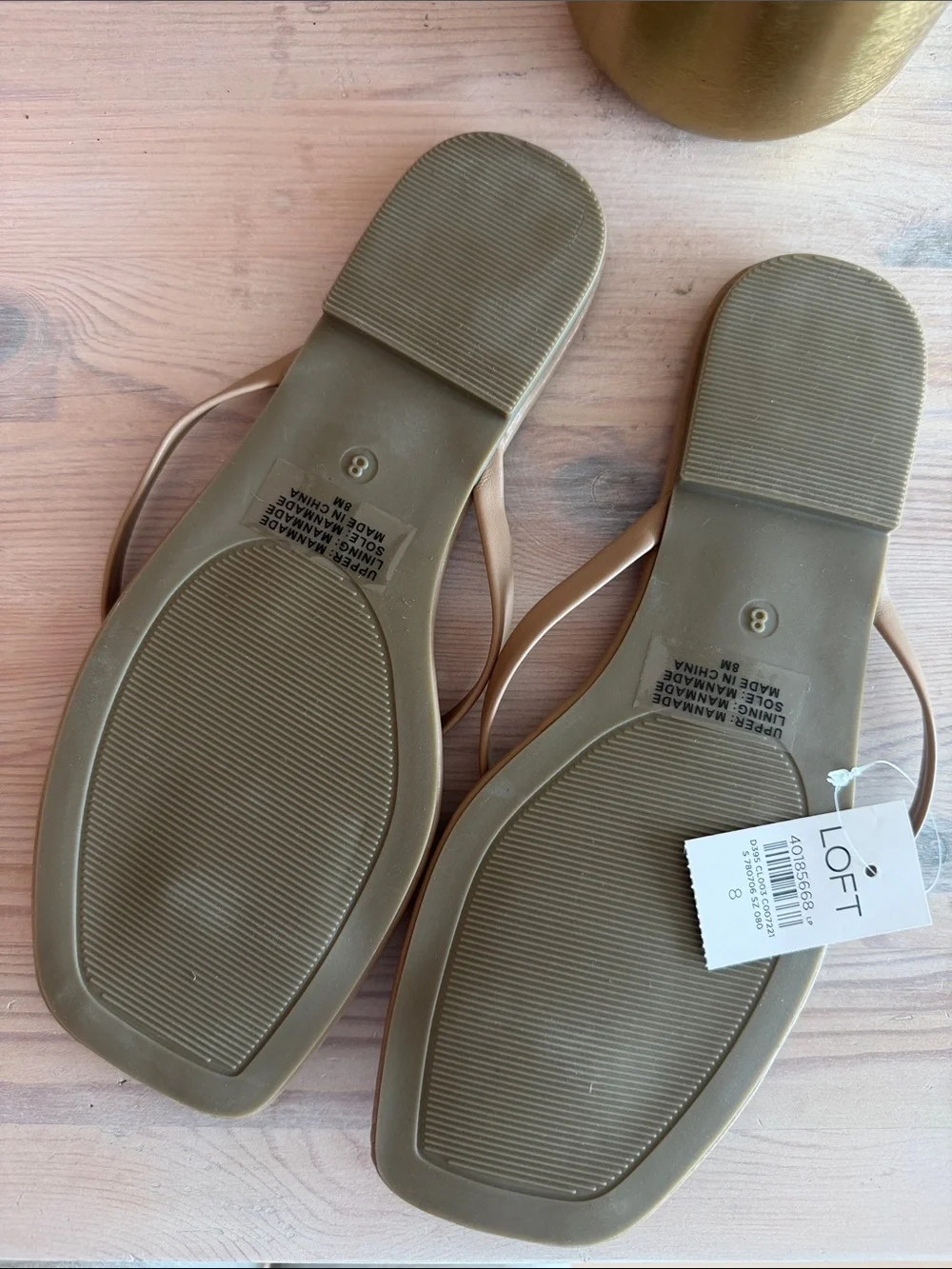 LOFT Tan Minimalist Square-Toe Thong Sandals - Picture 2 of 2